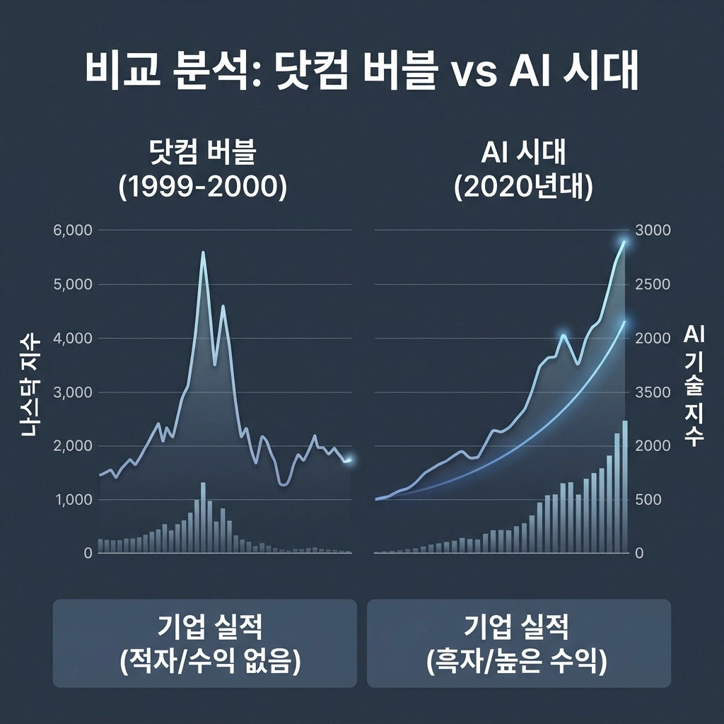 닷컴 버블 AI 투자 비교